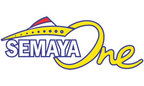 Recognizable Semaya One Fast Ferry logo linked with daily departures at Gili Trawangan Port.